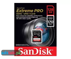 SanDisk 128GB Extreme PRO SDXC UHS-I Card - C10, U3, V30, 4K UHD, SD Card