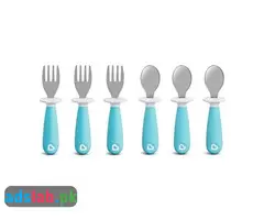 Munchkin 6 Count Raise Toddler Forks and Spoons, Blue, 12+ - 1