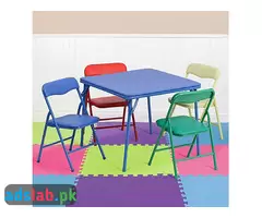 Flash Furniture Kids Colorful 5 Piece Folding Table and Chair Set - 1