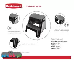 Rubbermaid RM-P2 2-Step Molded Plastic Stool with Non-Slip Step Treads 300-Pound Capacity