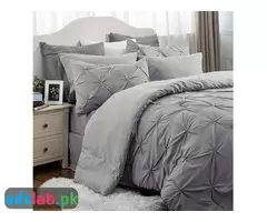 Bedsure Queen Comforter Set 8 Pieces - Pintuck Queen Bed Set, Bed in A Bag Grey Queen Size - 3