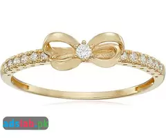 Amazon Collection 10K Gold Dainty Bow Ring set with Round Cut Infinite Elements Zirconia - 1