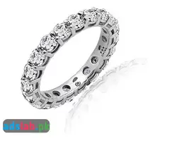 Amazon Collection Platinum or Gold Plated Sterling Silver All-Around Band Ring set