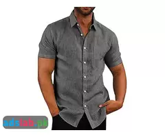 COOFANDY Men's Casual Linen Button Down Shirt Short Sleeve Beach Shirt - 1