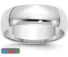 10k White Gold 6mm Plain Classic Dome Wedding Band Ring