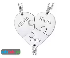 FaithHeart BFF Puzzle Stitching Necklace 2/3/4/5/6/7/8 Pcs Stainless Steel Personalized Name