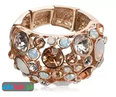 GUESS "Basic" Rose Gold Domed Multi-Stone Adjustable Ring, Size