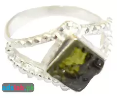 Gemstone Moldavite Ring, Crystal energy ring, - 1