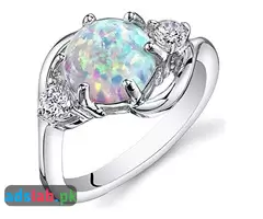 Peora Created White Opal Ring