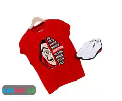 Red Money Heist Cotton Half Sleeves O Neck T Shirt - 1