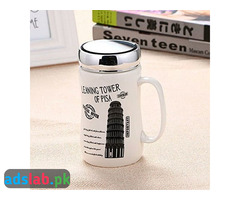 Fancy Cute White Travel Tower Printed Ceramic Coffee Milk Tea Mugs