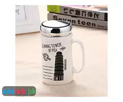 Fancy Cute White Travel Tower Printed Ceramic Coffee Milk Tea Mugs - 1