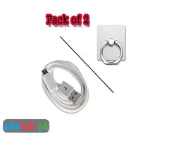 Pack of 2 - Data Cable For Android Mobile & Ring Holder