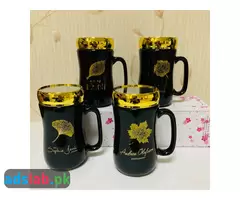 Fancy Cute Black Travel Flower Printed Ceramic Coffee Milk Tea Mugs - 1