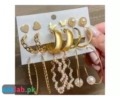 Trendy Big Pearl Earrings Set For Women Fashion Gold Beautiful Earrings - 1