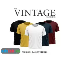 The Vintage clothing pack of 5 multiclolor basic T shirt