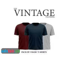 The Vintage Clothing Pack of 3 premium basic plain T shirt