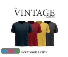 The Vintage Clothing Pack of 4 premium basic plain T shirts