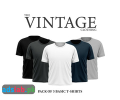 The Vinatage Clothing pack of 5 multicolour plain half sleeves T-shirt
