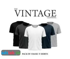 The Vinatage Clothing pack of 5 multicolour plain half sleeves T-shirt - 1