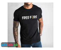Free Fire summer Black printed imported T shirt