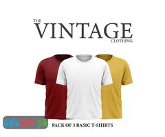 The Vintage Clothing pack of 3 premium quality basic plain T shirt - 1