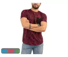 Short Sleeves Allover Leaf Printed Tshirt For Men Paradise zone - 1