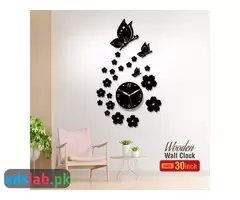 Wooden Wall Butterflies Clock
