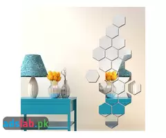 6x Acrylic Hexagon wall decor Mirror Silver - 2