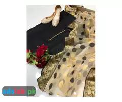 Kattan Silk Shirt Kattan silk Trouser Along With Organza lining Dupatta FREE NECKLINE FREE KHUSSA - 13
