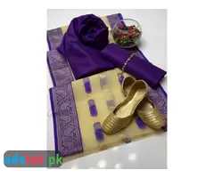 Kattan Silk Shirt Kattan silk Trouser Along With Organza lining Dupatta FREE NECKLINE FREE KHUSSA - 15
