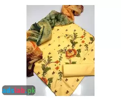Lawn Fabric Cross stitch embroidery in shirt Dupatta Tie & Dis simple trouser - 7