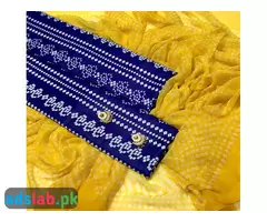 Pure lawn 100 by 100 Chonri Fabric shirt trouser with chiifon Chonri Dupata 3pc DressNeckline free - 4
