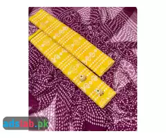 Pure lawn 100 by 100 Chonri Fabric shirt trouser with chiifon Chonri Dupata 3pc DressNeckline free - 6
