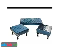 Sofa 4 Seater Puffy Sets Fabric Blue Valvid (Size 2 unit single seat 22x22 inches