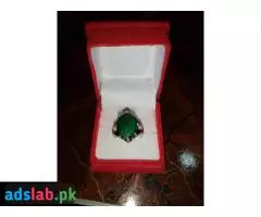 Emerald - Zamurad Stone, Emerald Claw Silver Ring - 7